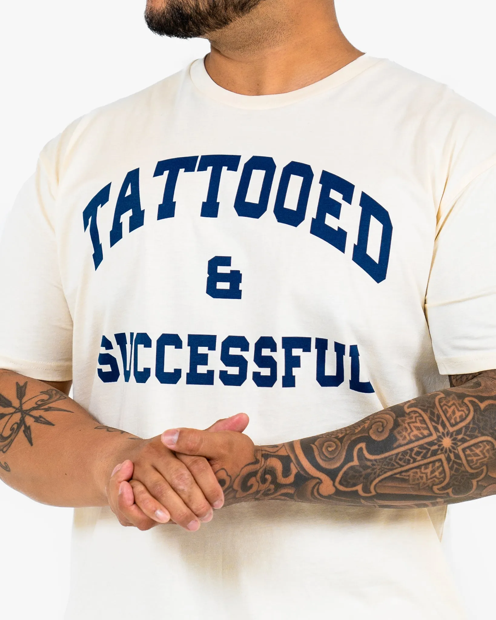 WKND Staple Tee - Ecru w/ Navy