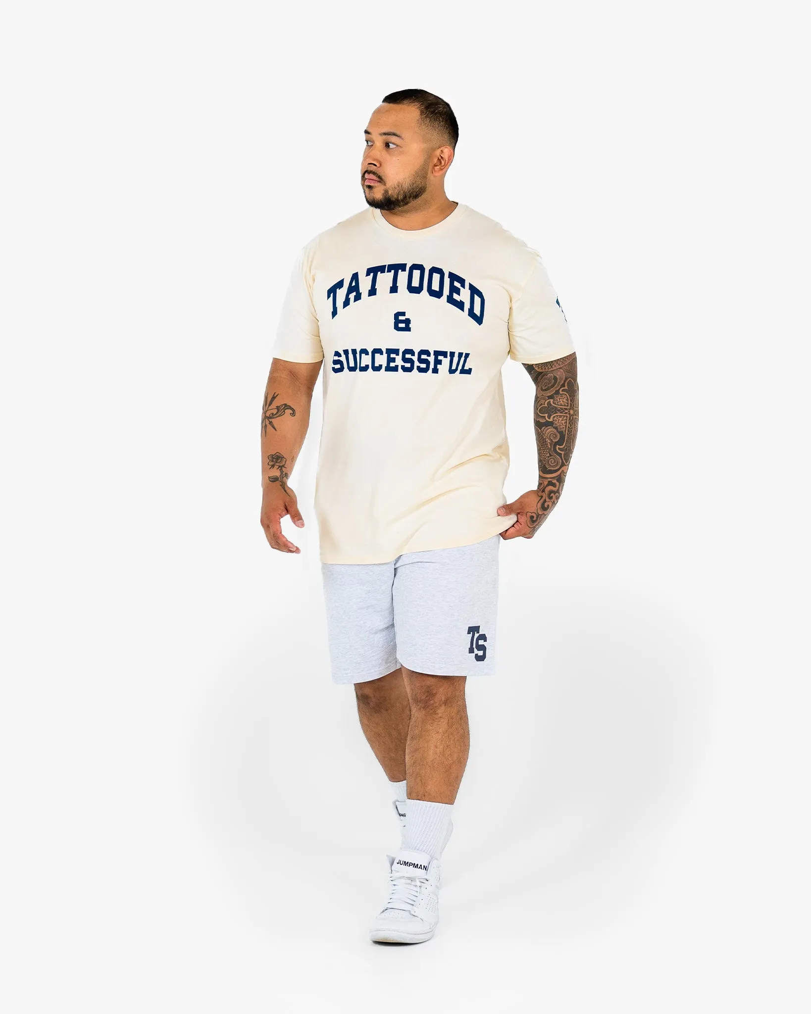 WKND Staple Tee - Ecru w/ Navy