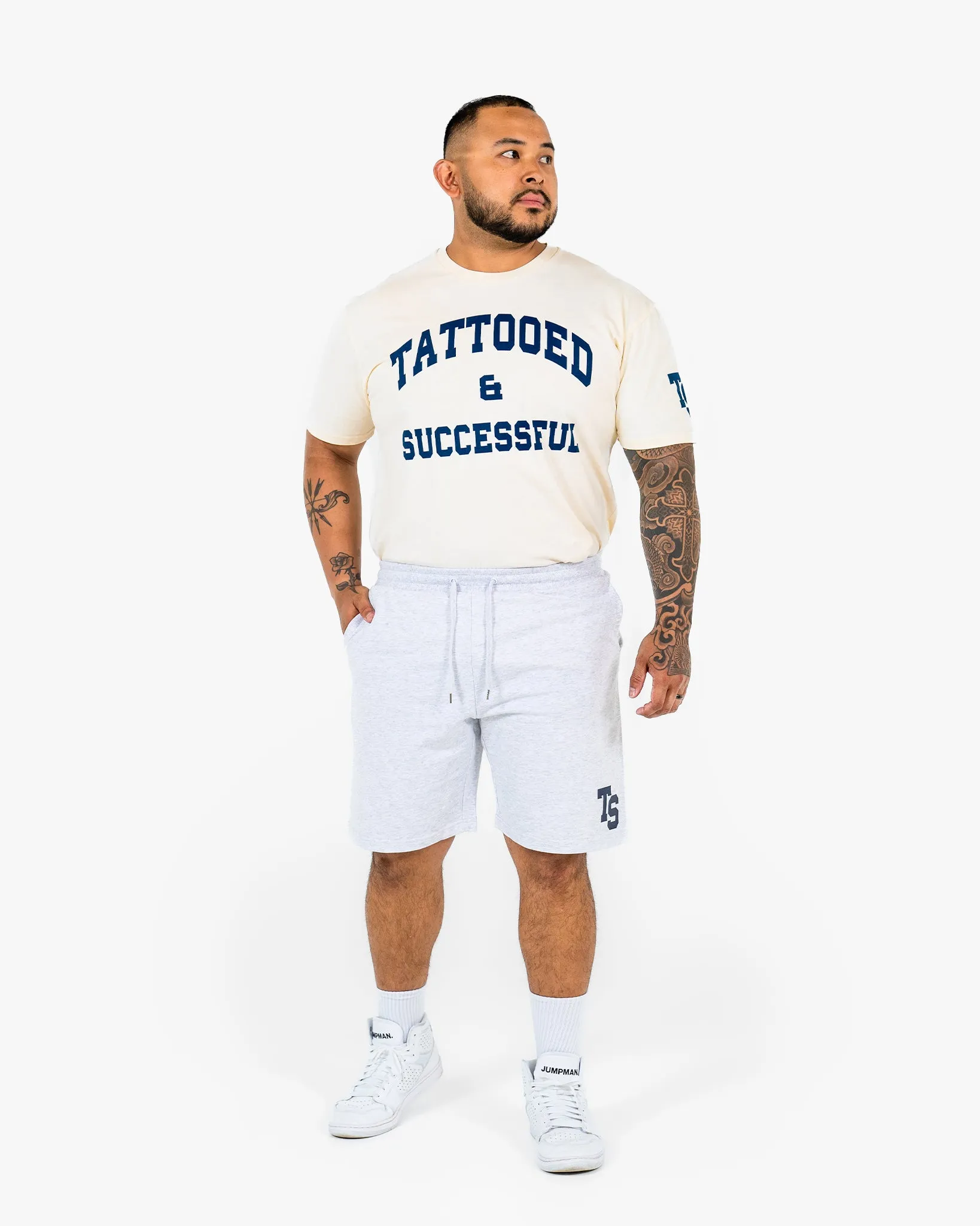WKND Staple Tee - Ecru w/ Navy