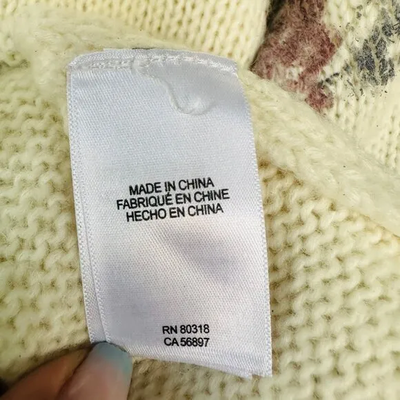 🤩Women Sweater Lucky Brand Sz XL Pullover Scoop Neck Long Sleeve Floral Beige🤩