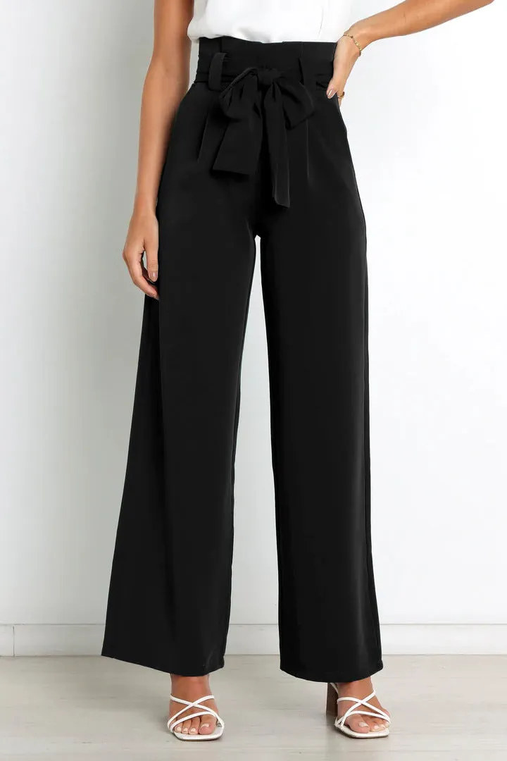 Women's Casual Wide-Leg Trousers with Belt