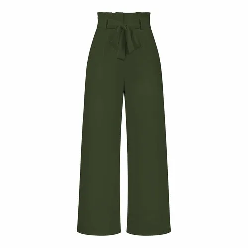 Women's Casual Wide-Leg Trousers with Belt