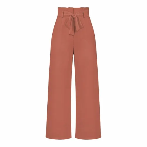 Women's Casual Wide-Leg Trousers with Belt