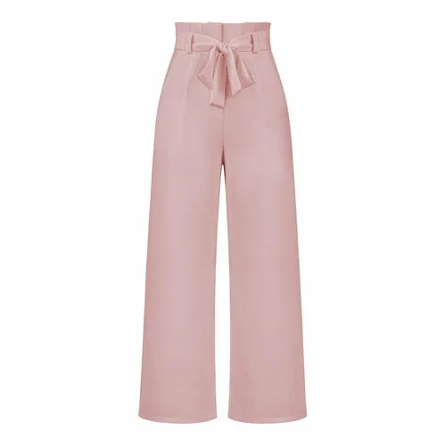 Women's Casual Wide-Leg Trousers with Belt