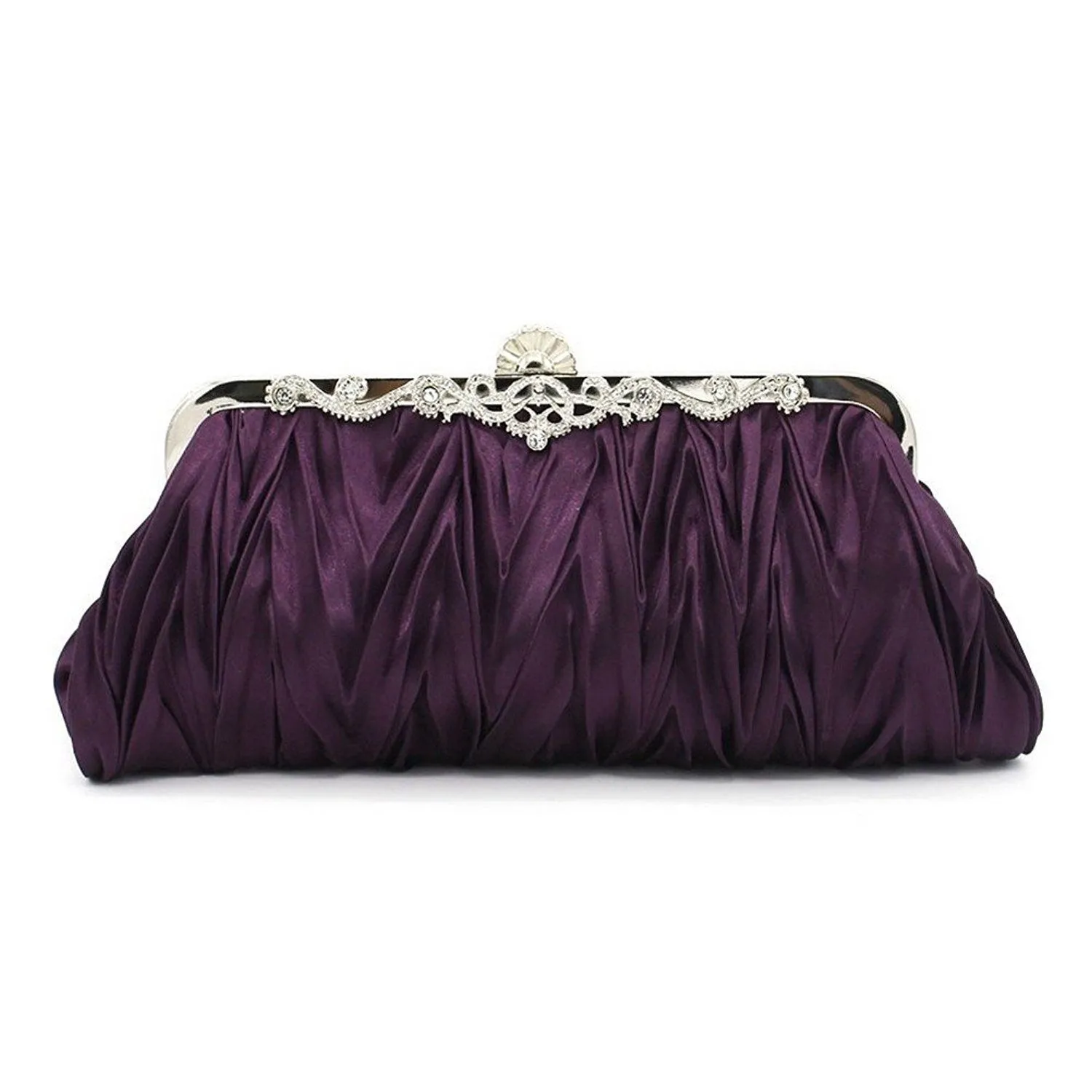 Womens Satin Pleated Evening Clutch Bags 1920s Accessories|JaosWish