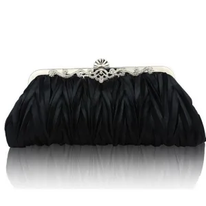 Womens Satin Pleated Evening Clutch Bags 1920s Accessories|JaosWish