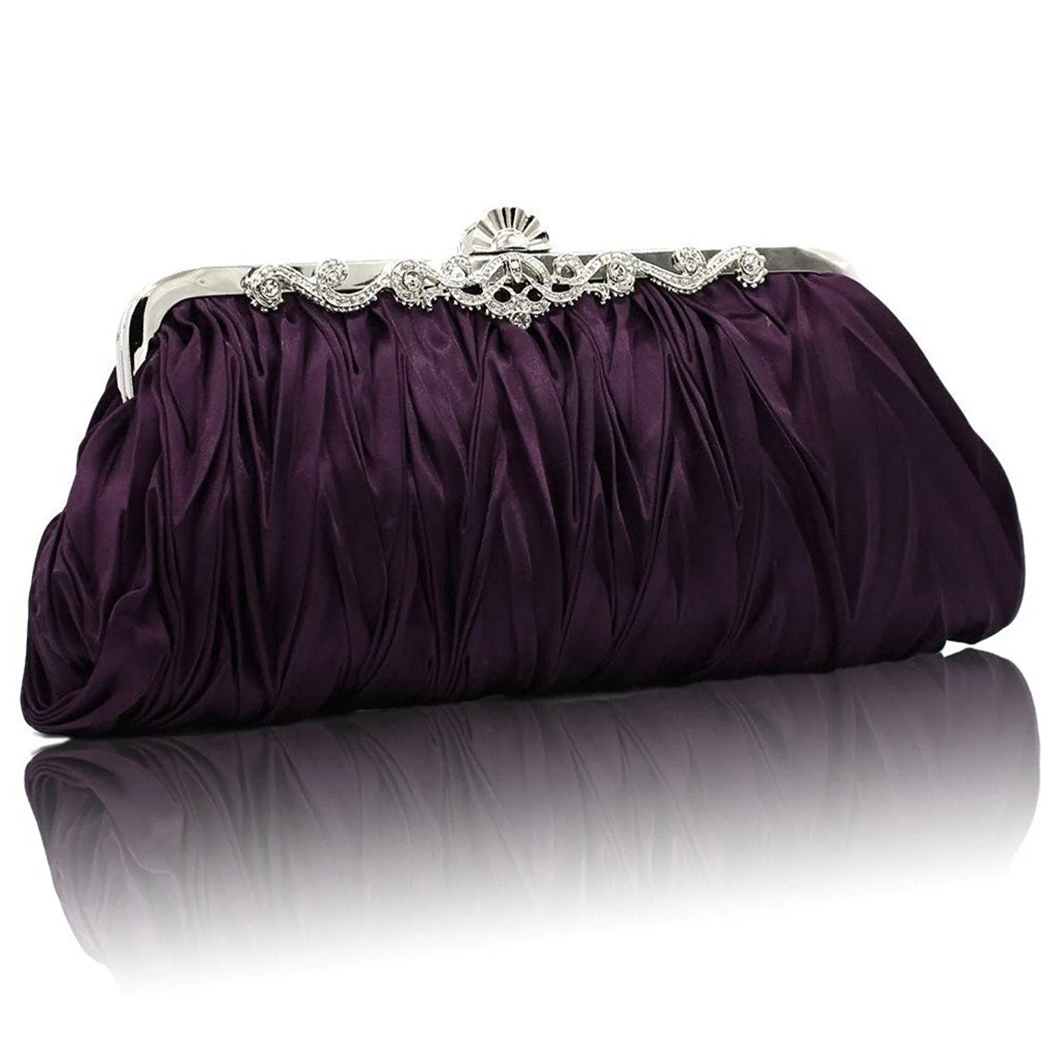 Womens Satin Pleated Evening Clutch Bags 1920s Accessories|JaosWish