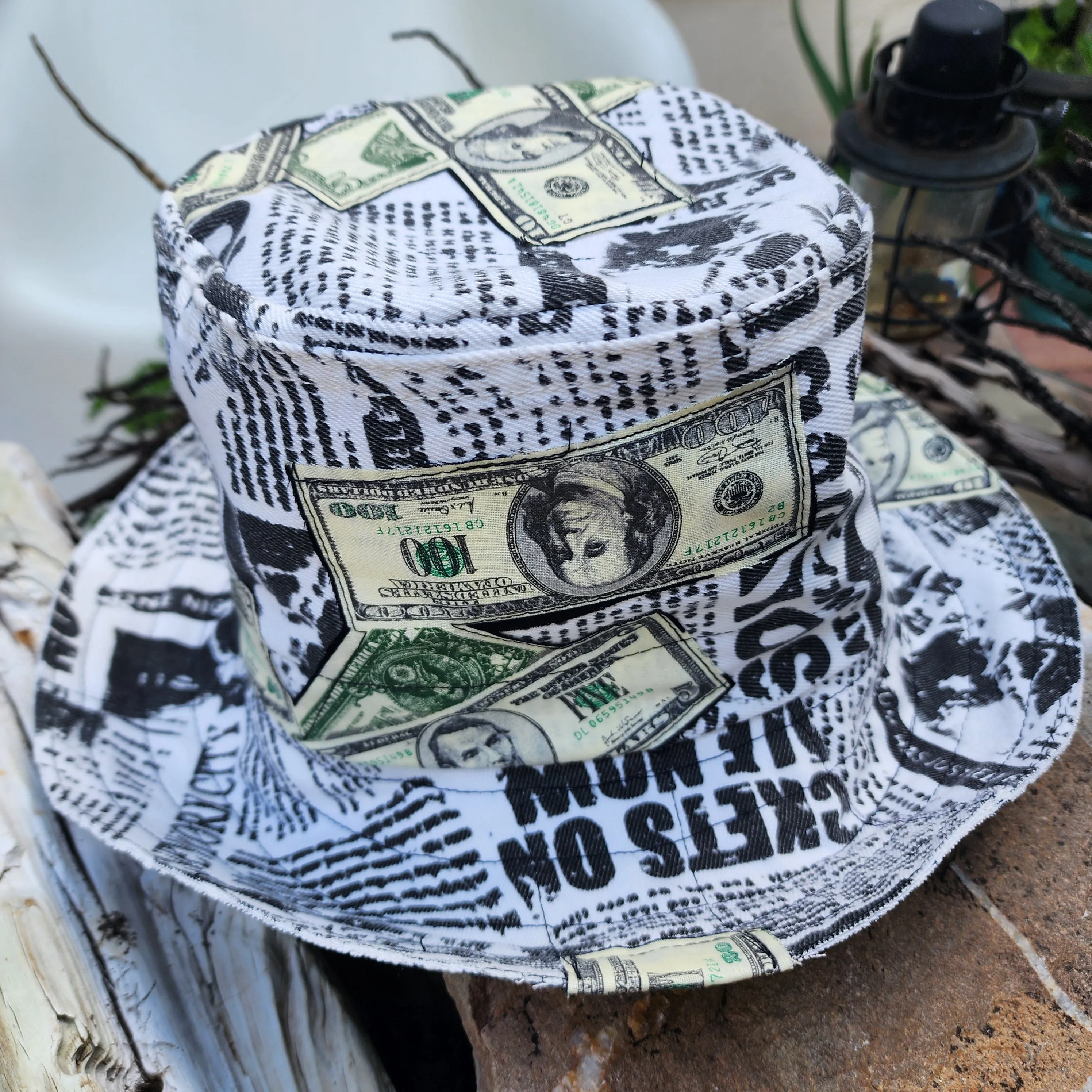WONKA SHOWTIME New York / Bohemian Shabby Chic Top Hat Upcycled Denim Distressed Boro Dyed Acid-washed