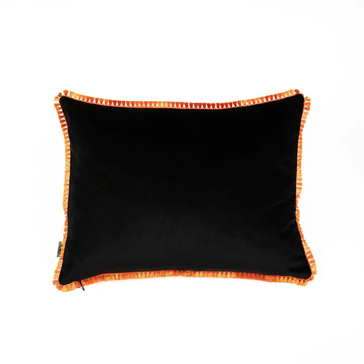 wood moth fringed cushion