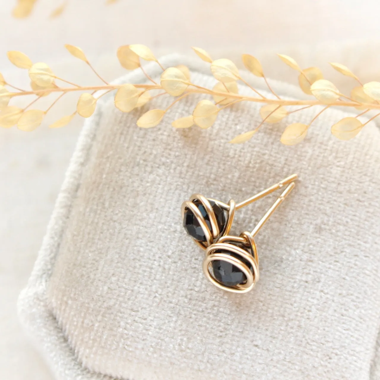 Wrapped Onyx Post Earrings