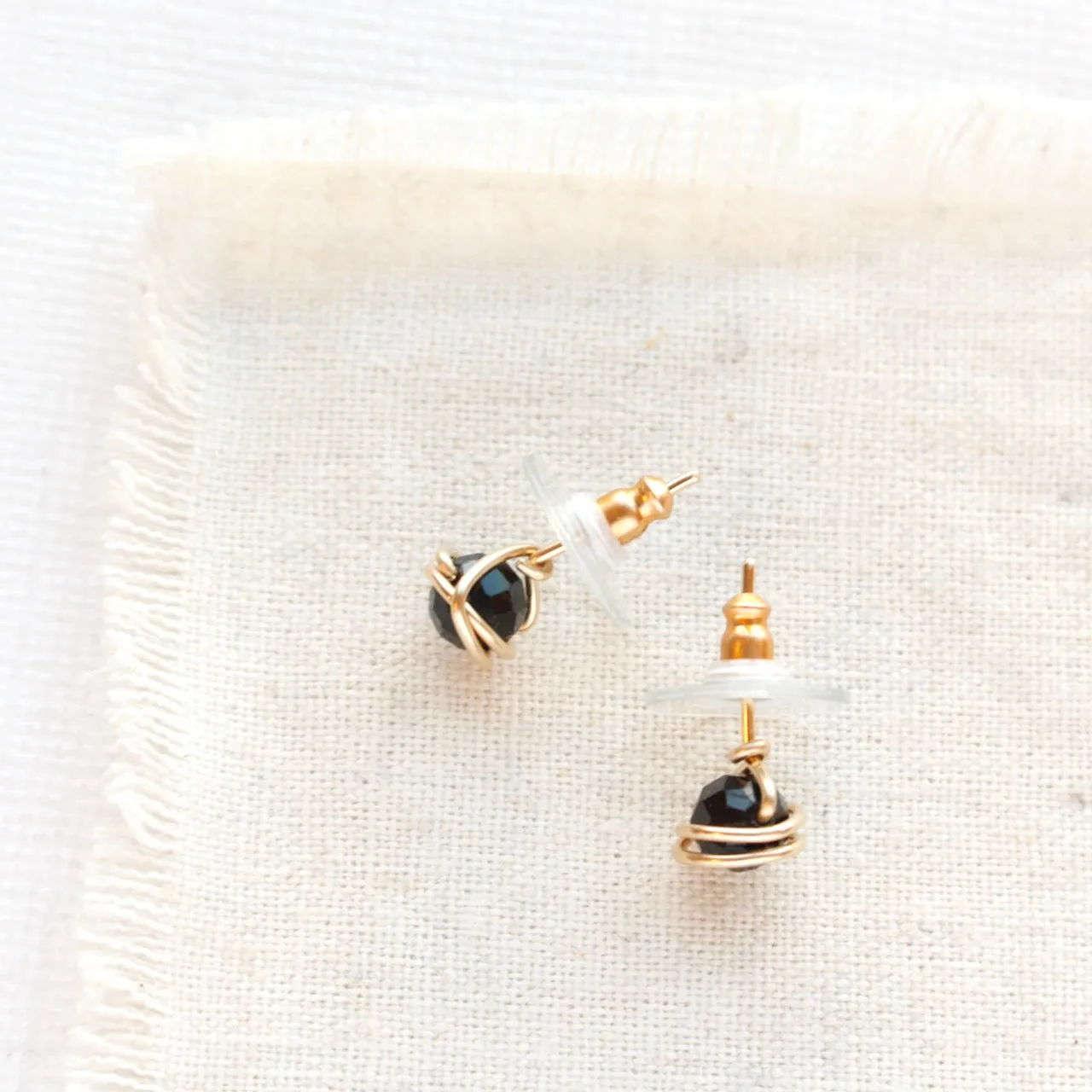 Wrapped Onyx Post Earrings