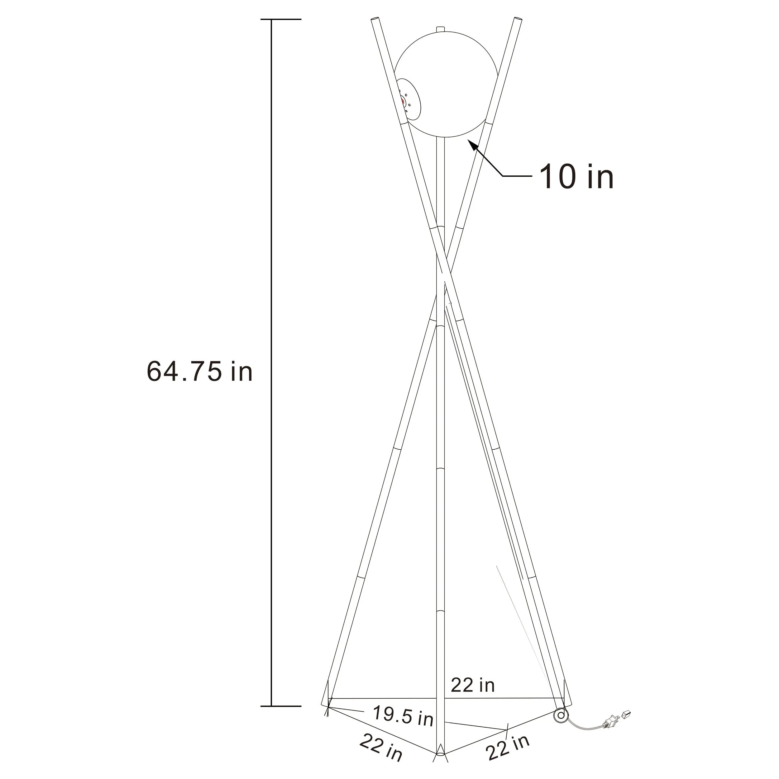Yamileth 65-inch Spherical Bulb Metal Tripod Floor Lamp Gold