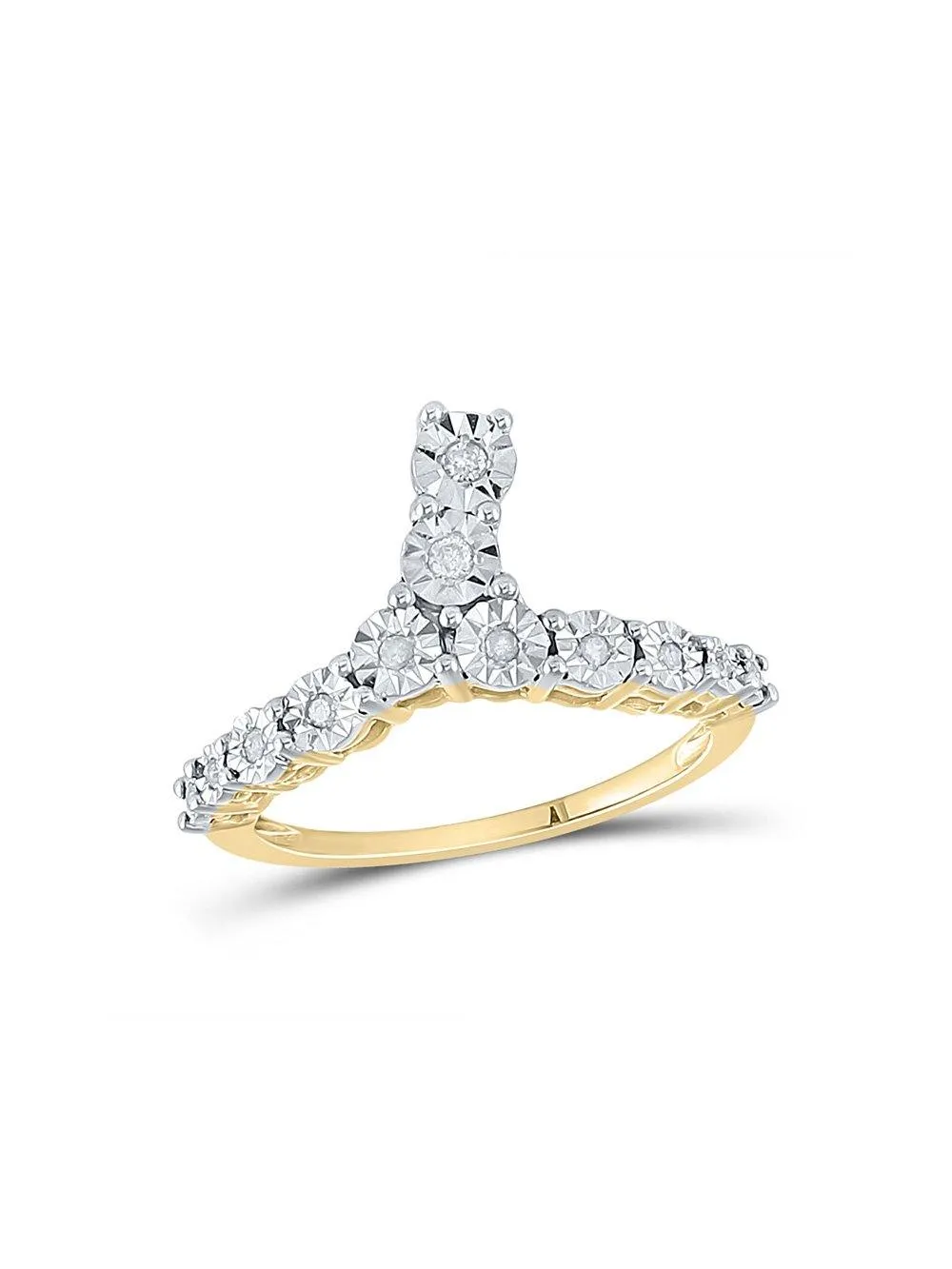 Yellow-tone Sterling Silver Womens Round Diamond Fashion Ring 1/10 Cttw