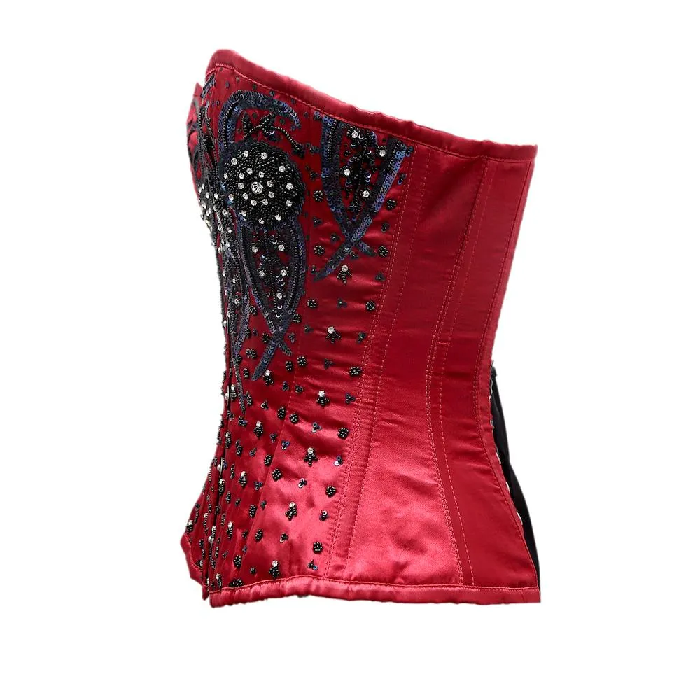 Yow Red Satin Satin Embroidery Overbust Corset