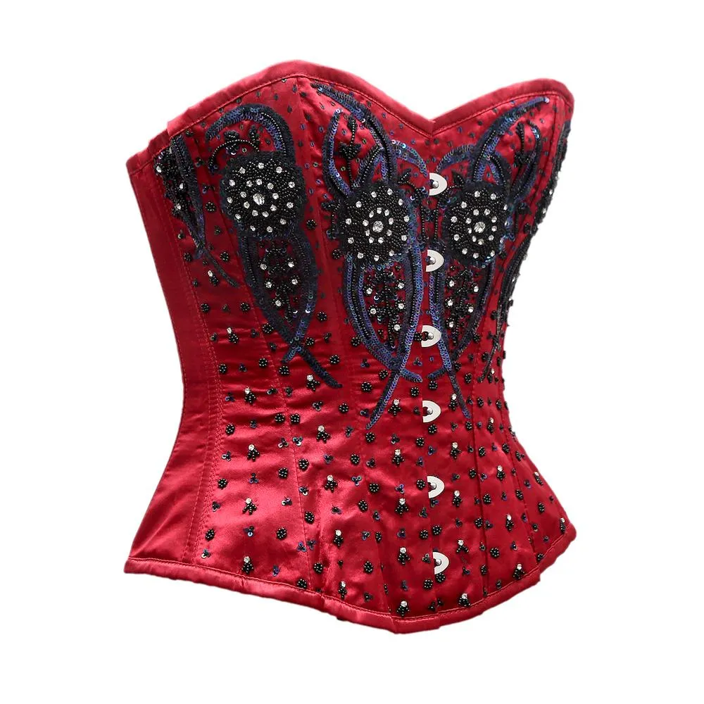 Yow Red Satin Satin Embroidery Overbust Corset