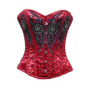 Yow Red Satin Satin Embroidery Overbust Corset