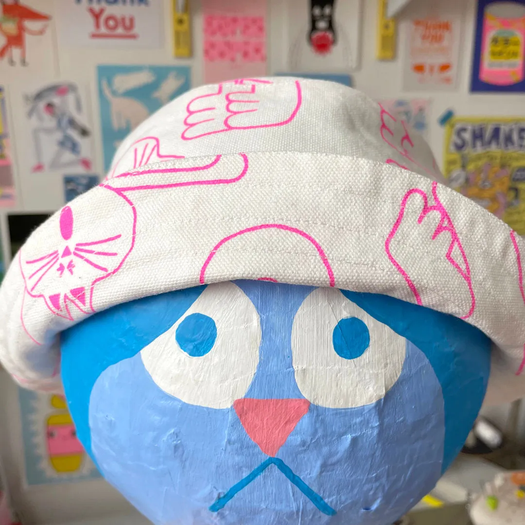 YUK FUN Bucket Hat - Pink & White Dora Print