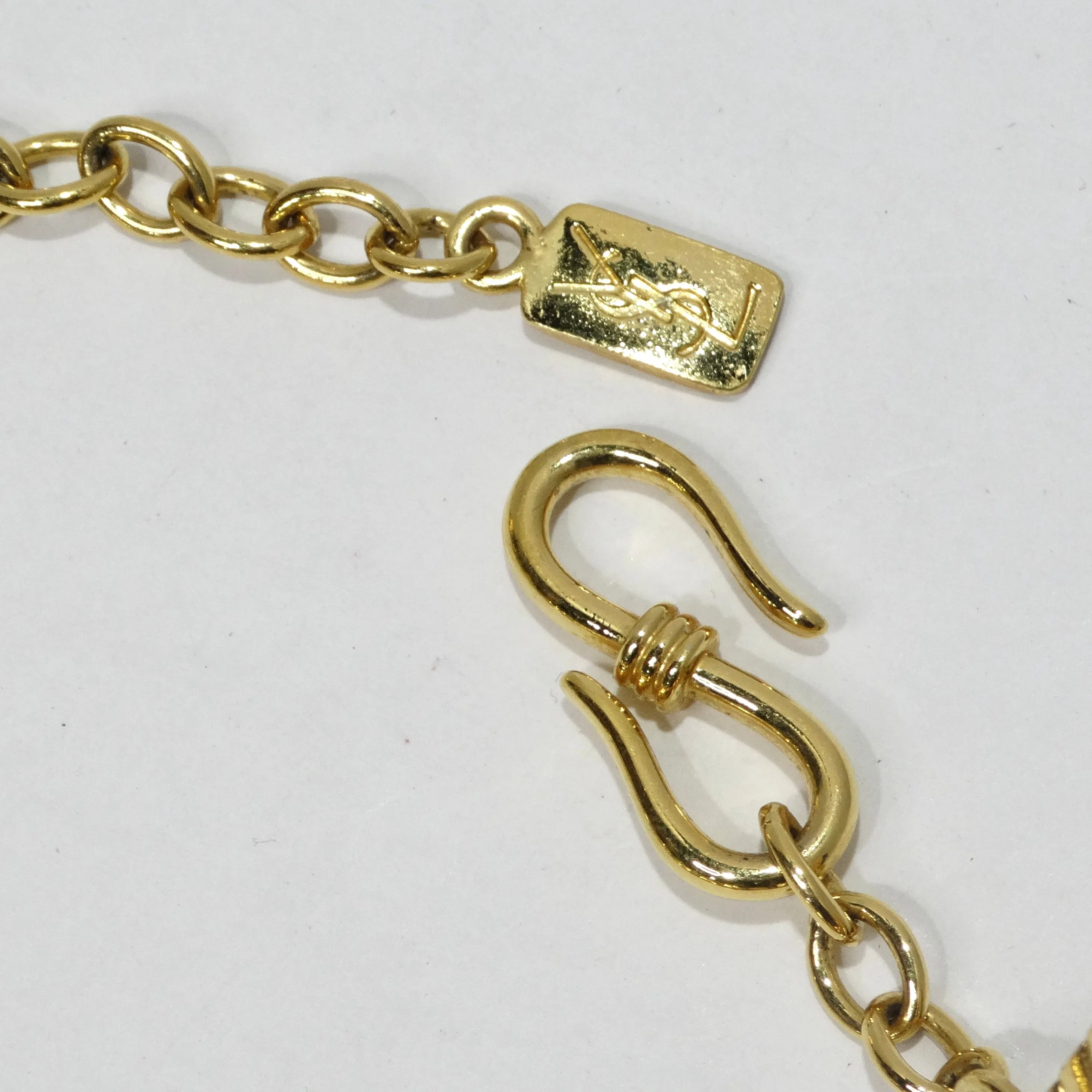 Yves Saint Laurent 1980s Gold Tone Wood Choker Necklace