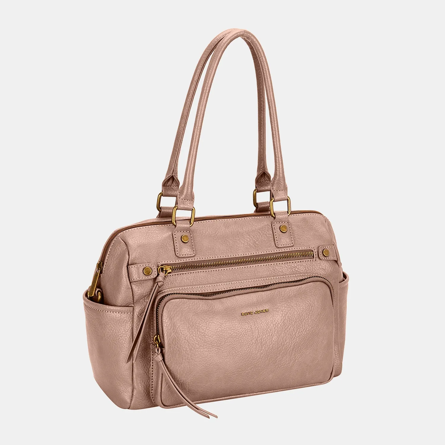 Zippered Vegan Leather Handbag
