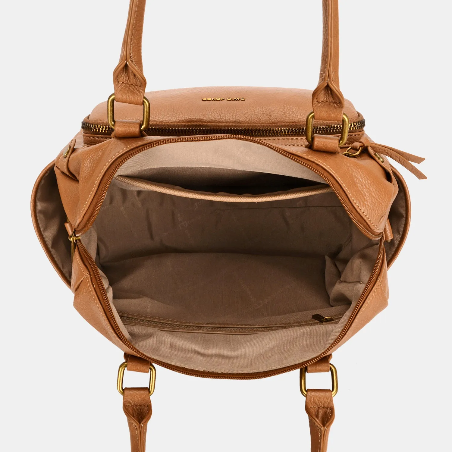 Zippered Vegan Leather Handbag