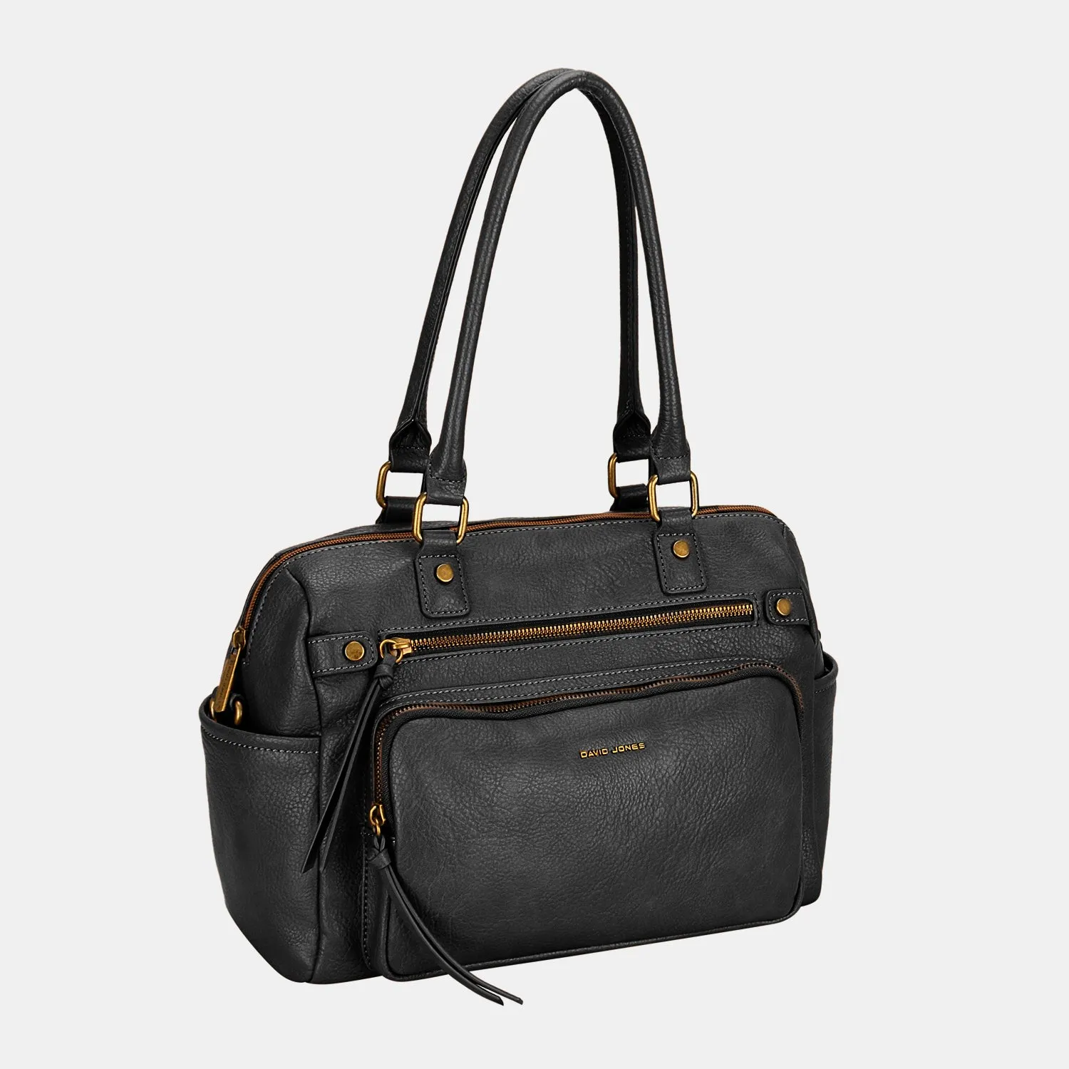 Zippered Vegan Leather Handbag